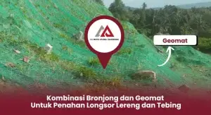 Kombinasi Bronjong dan Geomat untuk penahan longsor lereng dan tebing